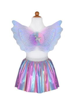 Kolli: 2 Magical Unicorn Skirt & Wings, Pastel, Size 4-6