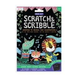 Kolli: 12 Mini Scratch & Scribble Art Kit: Safari Party