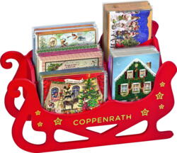Kolli: 1 Wooden counter display for Mini Advent Calendar Cards Red Sleigh