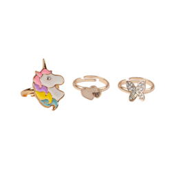 Kolli: 6 Boutique Butterfly & Unicorn Ring, 3 Pcs