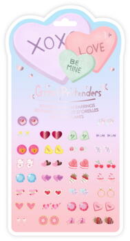 Kolli: 6 Candy Heart Valentine Sticker Earrings (30 pairs)