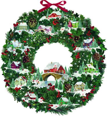 Kolli: 1 Christmas Wreath With Festive Houses