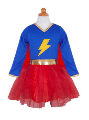Kolli: 2 Lightning Quick Adventure Chick Dress With Cape, Size 5-6
