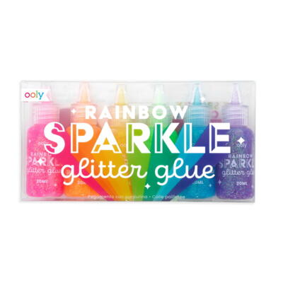 Kolli: 12 Rainbow Sparkle Glitter Glue - Set of 6