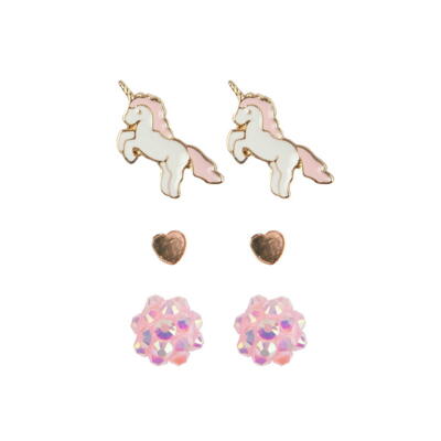 Kolli: 6 Boutique Unicorn Studded Earrings, 3 Sets