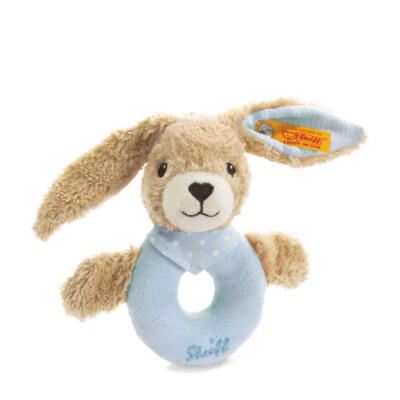 Kolli: 2 Hoppel rabbit grip toy with rattle, blue