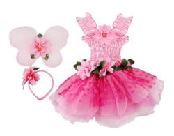 Kolli: 1 Fairy Blooms Deluxe Dress, Wings & HB, Pink, Size 3-4