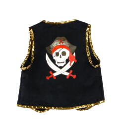 Kolli: 2 Pirate Vest & Eye Patch Blk/Rd, SIZE US 4-7
