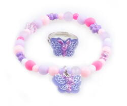 Kolli: 6 Sparkle Butterfly Bracelet & Ring  Set
