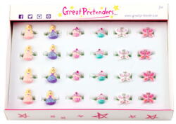 Kolli: 24 Princess, Cupcake & Butterfly Rings, 24 Pcs, Assorted