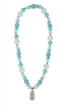 Kolli: 6 Frozen Crystal Necklace, Teal/White