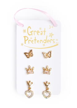 Kolli: 6 Boutique Royal Crown Studded Earrings, 3 Pairs