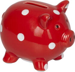 Kolli: 4 Piggy bank red with white dots