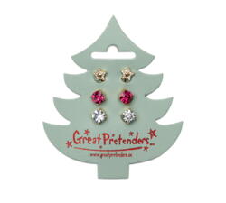 Kolli: 6 Holiday Pleather Tree Clip-On Earrings (3 pairs)