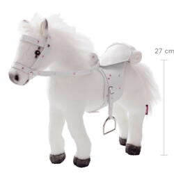 Kolli: 2 Horse, saddle and bridle, white plush & sound