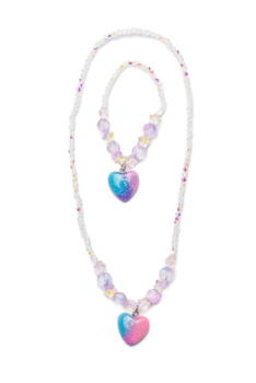 Kolli: 6 Galaxy Heart Necklace and Bracelet Set, 2pc