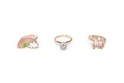 Kolli: 6 Boutique Unicorn Rainbow Rings, 3 Pcs