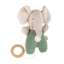 Kolli: 1 Muslin musical elephant Tiny Tissues