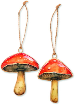 Kolli: 10 Metal pendant mushrooms