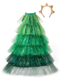 Kolli: 1 Christmas Tree Dress with Headpiece, SIZE US 7-8