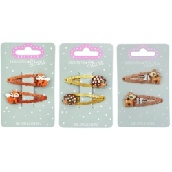 Kolli: 18 Hair clips deer, hedgehog & fox