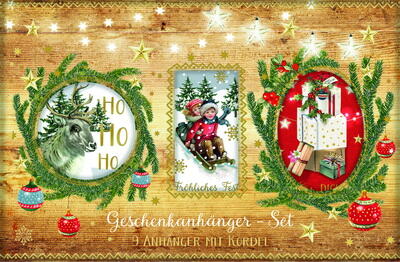 Kolli: 3 Christmas gift tags (9 pcs asstd)