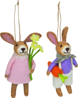 Kolli: 8 Felt bunny pendant Spring / Easter