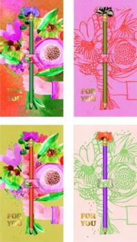 Kolli: 24 Greeting card with pencil greetings from the heart Beautiful Gift Wrap