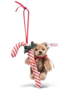 Kolli: 1 Teddy bear with candy cane ornament, brown