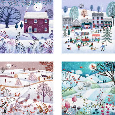 Kolli: 24 Winter Landscapes Mini Advent Calendar Card assort
