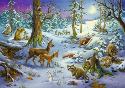 Kolli: 3 Animals in the Winter Forest - Sticker Advent Calendar