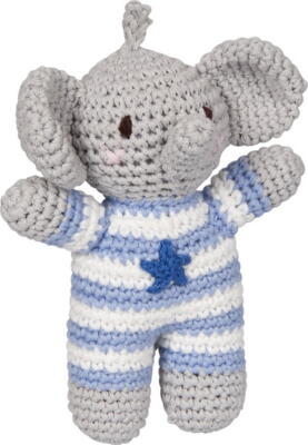 Kolli: 2 Crochet rattle elephant blue
