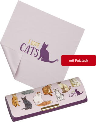 Kolli: 2 Glasses case with cleaning cloth cats