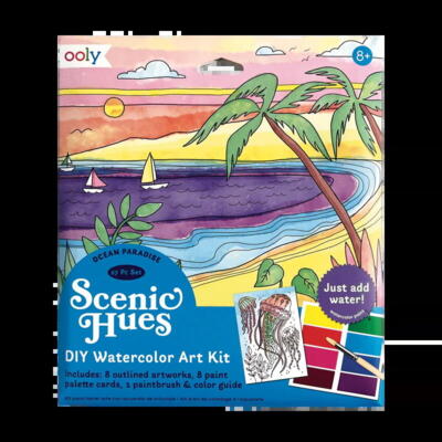 Kolli: 6 Scenic Hues D.I.Y. Watercolor Art Kit  - Ocean Paradise (17 PC Set)