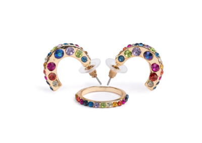 Kolli: 6 Boutique Chic Rockin' Rhinestone Earrings & Ring Set