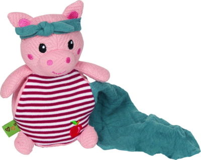 Soft toy with cuddle comforter pig