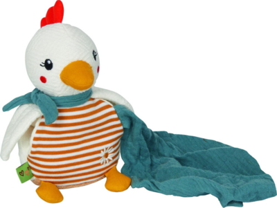 Soft toy with cuddle comforter chicken