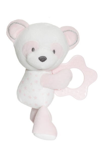 Kolli: 6 Panda! Panda! Bitleksak m. Skallra, rosa (13cm)