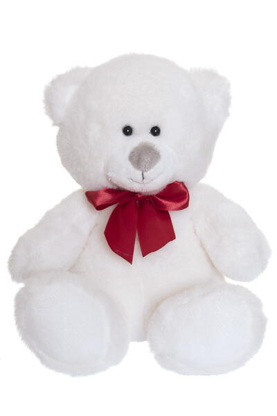 Kolli: 6 Wally, vit, röd rosett, liten (26cm)