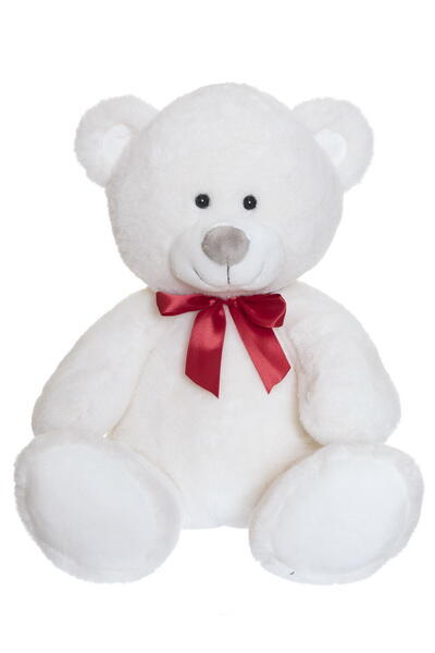 Kolli: 6 Wally, vit, röd rosett, mellan (38cm)