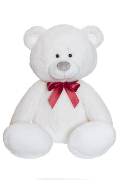 Kolli: 3 Wally, vit, röd rosett, stor (48cm)