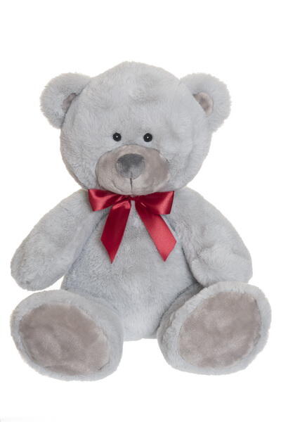 Kolli: 6 Wally, grå, röd rosett, mellan (38cm)