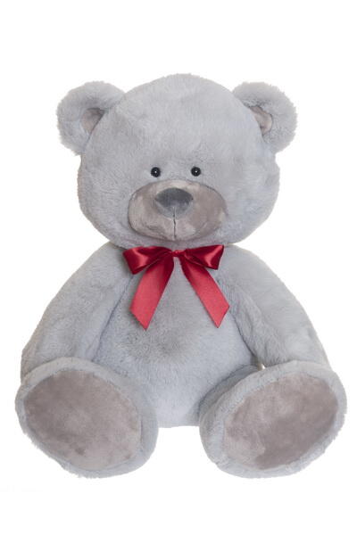 Kolli: 3 Wally, grå, röd rosett, stor (48cm)