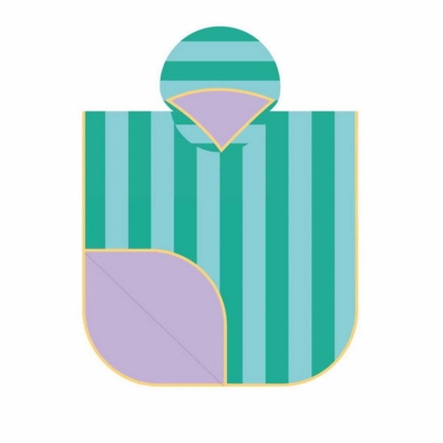 Kolli: 3 Poncho- Randig, grön