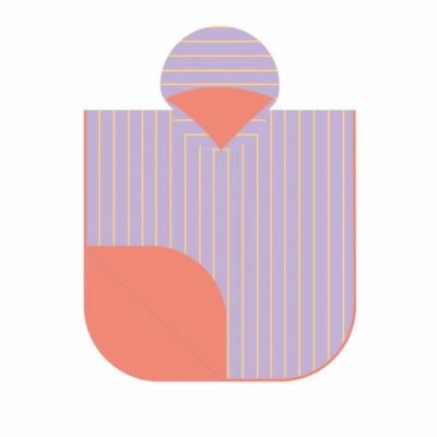 Kolli: 3 Poncho- Randig, lila/persika