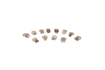 Kolli: 24 Bling Bling Spinner Rings (24 pcs), 12 styles assorted