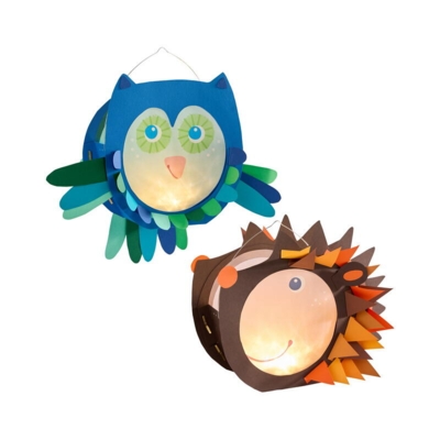 Kolli: 4 Craft Kit - Owl & Hedgehog Paper Fastener Lantern