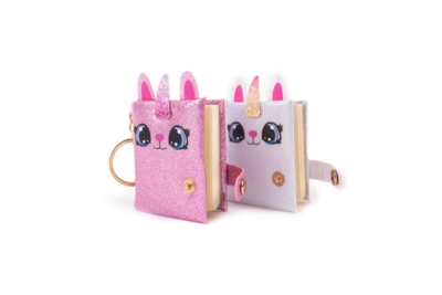 Kolli: 6 Mini Sparkly Friends Keychain Journal, Caticorn, 2 styles assorted