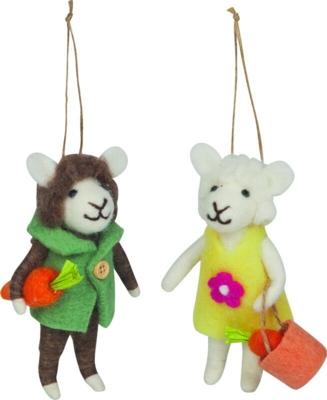 Kolli: 8 Felt sheep pendant Spring / Easter