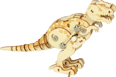 Kolli: 4 Wooden construction kit - T-Rex wind-up